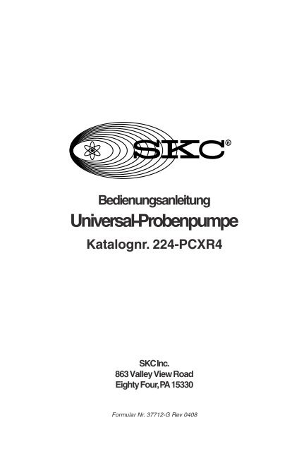 Bedienungsanleitung Universal-Probenpumpe Katalognr ... - SKC Inc.