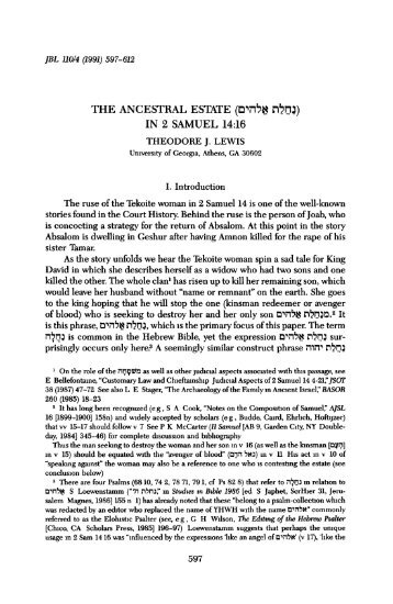 THE ANCESTRAL ESTATE (D^nbtf rftnj) IN 2 SAMUEL 14:16