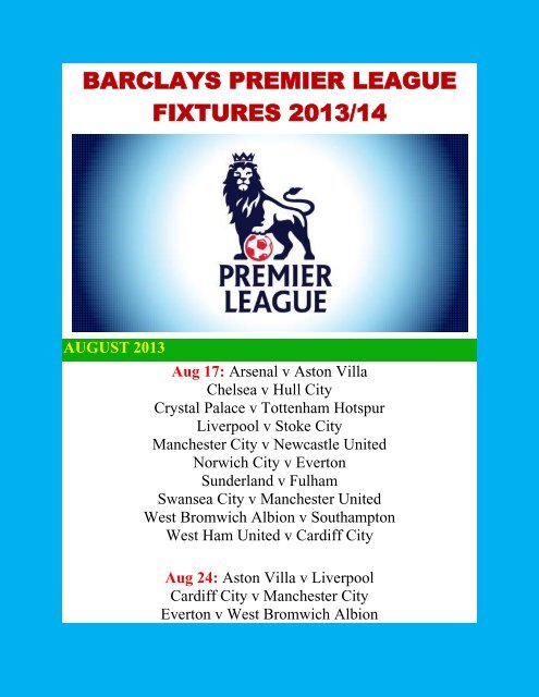Barclays fixtures deals