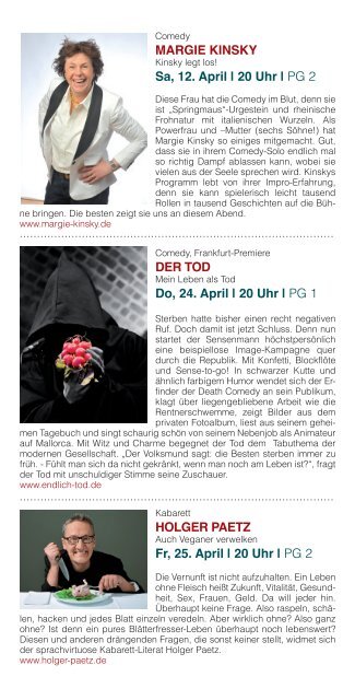 KABARETT THEATER FRANKFURT Programm Februar ... - Die Käs