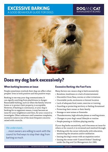 EXCESSIVE BARKING Does my dog bark ... - Good Dog SA