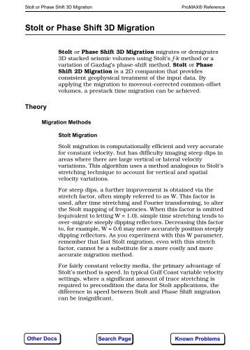 Stolt or Phase Shift 3D Migration