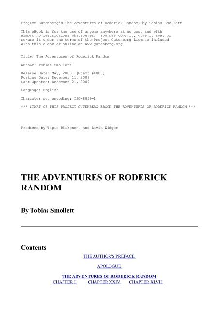THE ADVENTURES OF RODERICK RANDOM