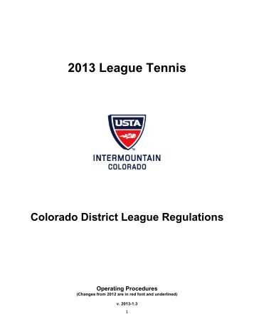 Colorado District League Regulations - the Colorado Tennis ...