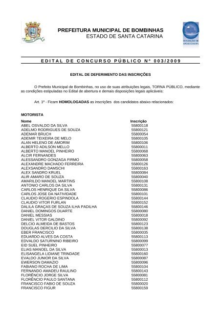 Edital de deferimento e indeferimento - Fundação de Apoio à Fafipa