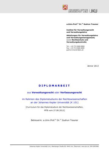 Trauner - Institut für Verwaltungsrecht und Verwaltungslehre der ...