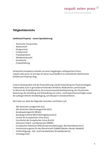 Tätigkeitsbereiche (pdf) - Rospatt Osten Pross