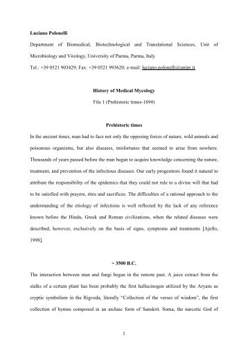 History of Medical Mycology (prehistoric times-1894) - ISHAM