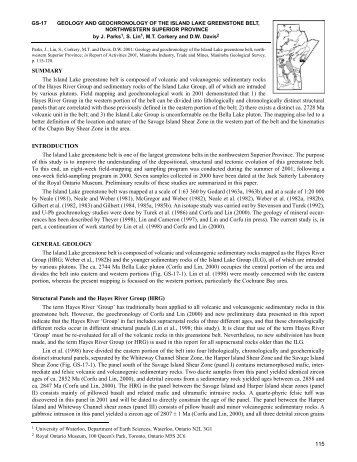 Geology and Geochronology of the Island Lake Greenstone Belt ...