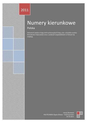 Numery kierunkowe - Polska - Dział Łączności - Politechnika Śląska