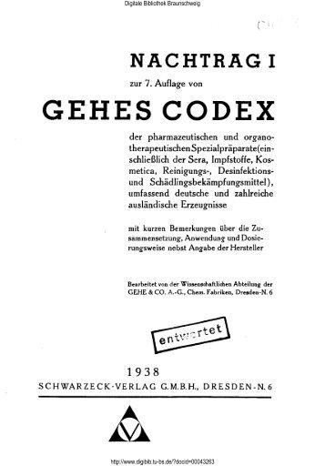 7. Auflage, Nachtrag 1 von Gehes Codex