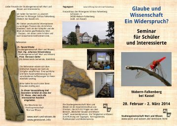 Glaube und Wissenschaft Ein Widerspruch? - Wort und Wissen