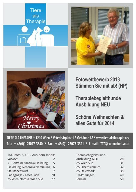TATInfos 213  Tiere als Therapie