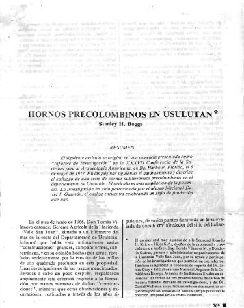 HORNOS PRECOLOMBINOS EN USULUTAN * - fundar
