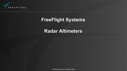 FreeFlight Systems Radar Altimeters - FreeFlight Systems Home