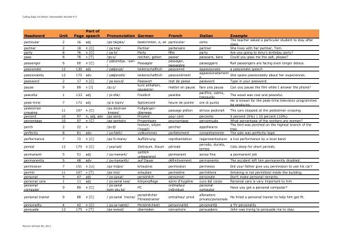 Cutting Edge 3rd Edition Intermediate Wordlist A-Z - English ...