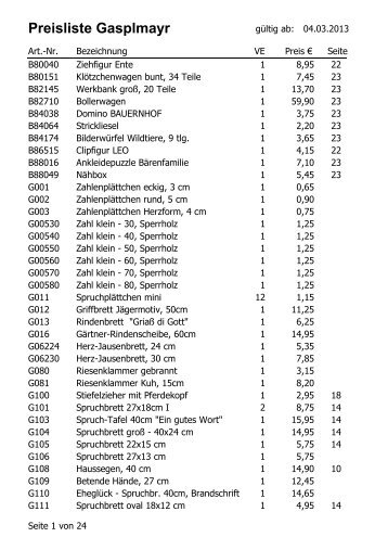 Aktuelle Preisliste Gasplmayr (PDF)