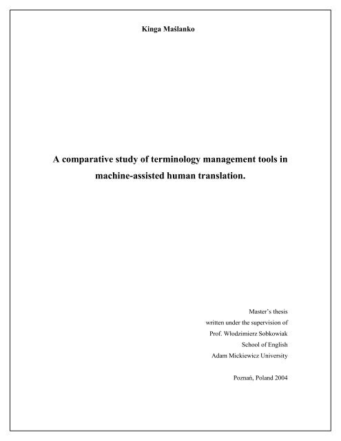 A comparative study of terminology management tools in ... - Transsoft