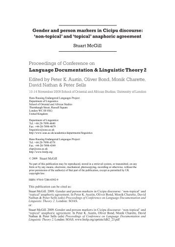 Language Documentation & Linguistic Theory 2 - Hans Rausing ...