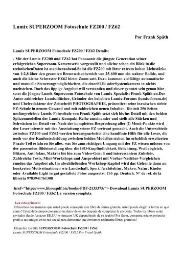 Lumix SUPERZOOM Fotoschule FZ200 / FZ62 pdf ebooks por libre ...