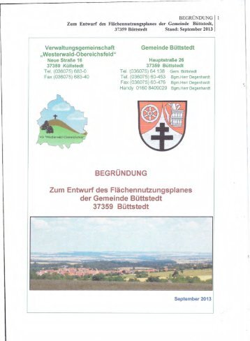 Begründung FNP-Büttstedt - VG Westerwald-Obereichsfeld