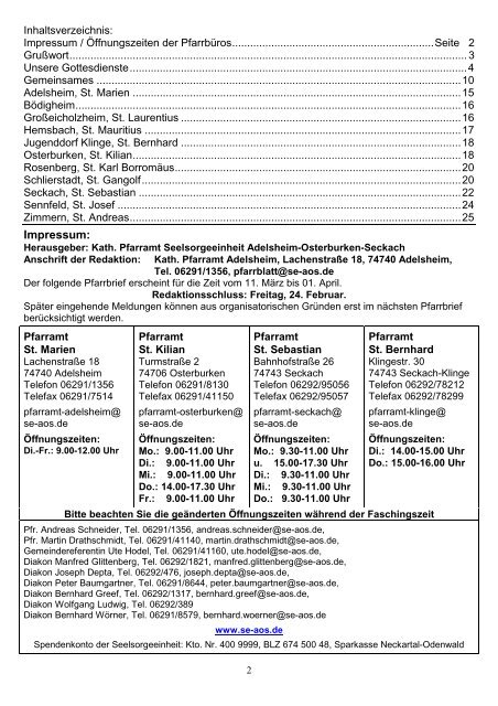 Nr. 3 12. Februar bis 11. März 2012 - Seelsorgeeinheit Adelsheim ...