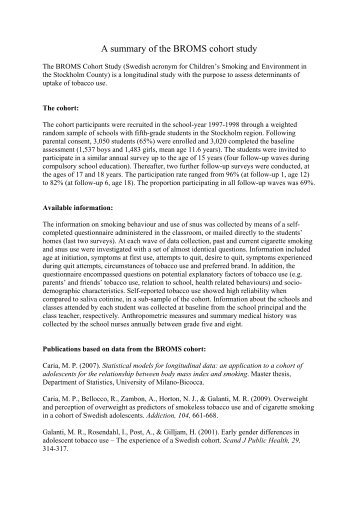 A summary of the BROMS cohort study