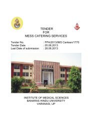 TENDER FOR MESS CATERING SERVICES - BHU