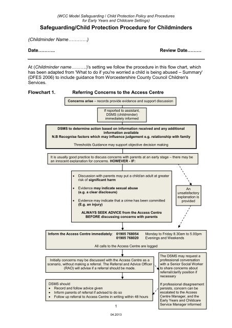 Safeguarding/Child Protection Procedure for Childminders