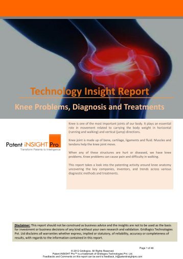 Technology Insight Report: Knee Problems, Diagnosis and Treatments