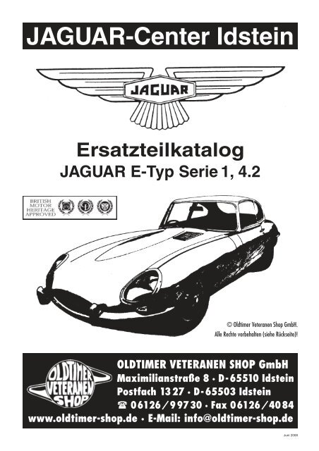 Ersatzteilkatalog JAGUAR E-Typ Serie 1, 4.2