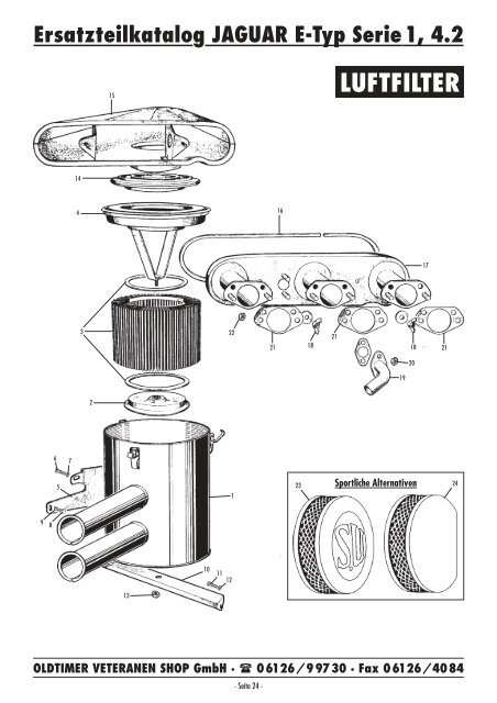 Ersatzteilkatalog JAGUAR E-Typ Serie 1, 4.2