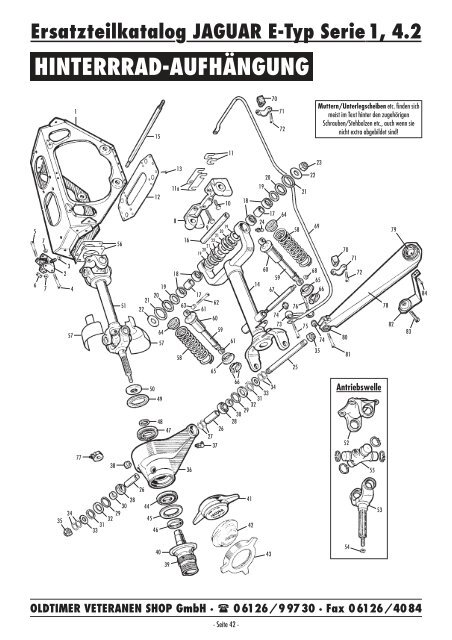 Ersatzteilkatalog JAGUAR E-Typ Serie 1, 4.2