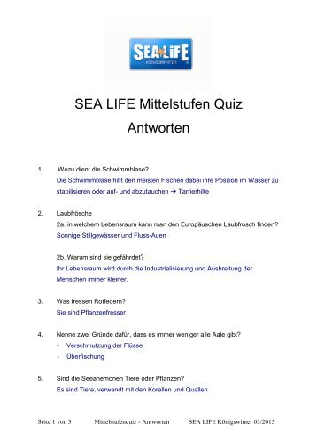 Antworten - Sea Life