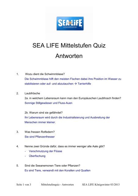 Antworten - Sea Life