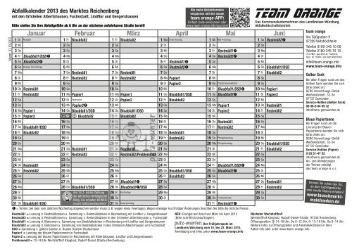 Reichenberg mit Albertshausen, Fuchsstadt, Lindflur ... - Team Orange