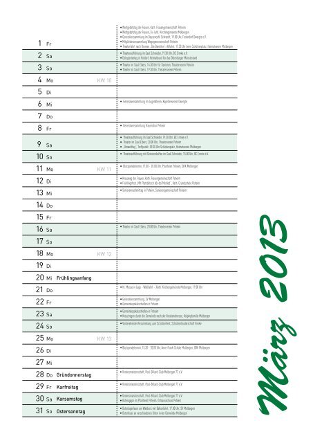 Veranstaltungskalender Gemeinde Molbergen