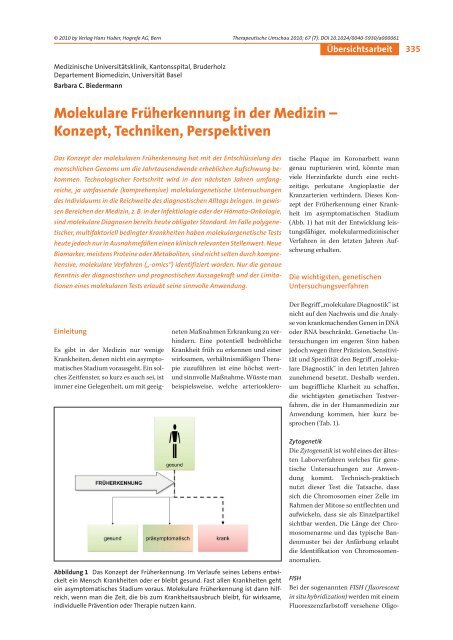 Molekulare Früherkennung in der Medizin – Konzept, Techniken ...