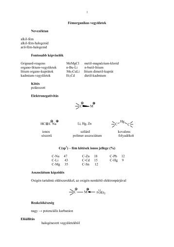 Fémorganikus reagensek - Szerves Kémiai Tanszék
