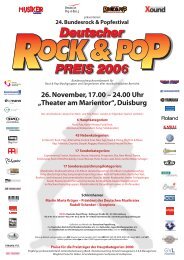 Festivalbericht Deutscher Rock & Pop Preis 2006 ... - Musiker Online