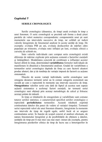 263 Capitolul 7 SERIILE CRONOLOGICE Seriile cronologice ...