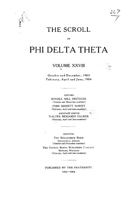 1903-04 Volume 28 No 1–5 - Phi Delta Theta Scroll Archive