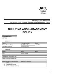 BULLYING AND HARASSMENT POLICY - NHS Ayrshire and Arran.