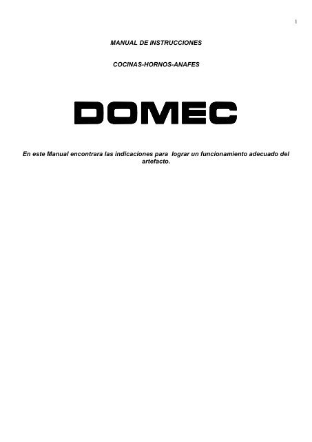 MANUAL DE INSTRUCCIONES COCINAS-HORNOS  - Domec