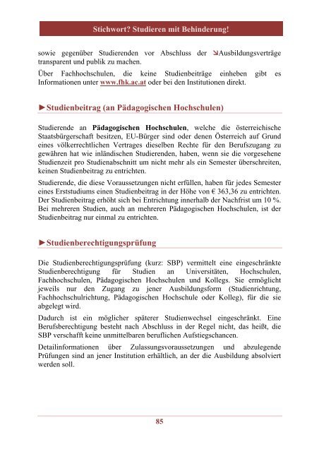 Stichwort? Studieren mit Behinderung! - Hochschulombudsmann