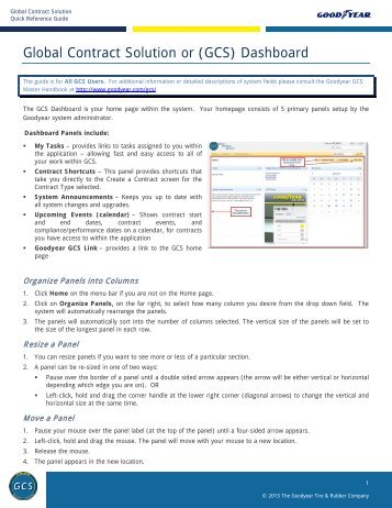 Global Contract Solution or (GCS) Dashboard - Goodyear