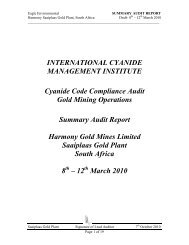 Summary Audit Report - International Cyanide Management Code