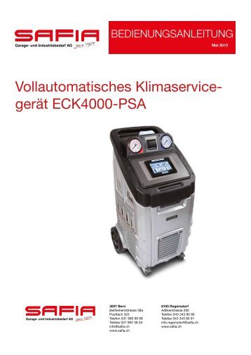 Vollautomatisches Klimaservice- gerät ECK4000-PSA - SAFIA