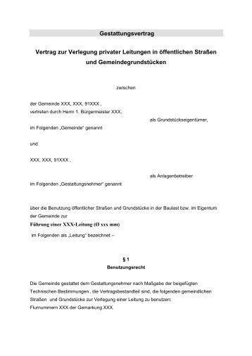 Gestattungsvertrag für die Verlegung von Leitungen ... - Adelshofen