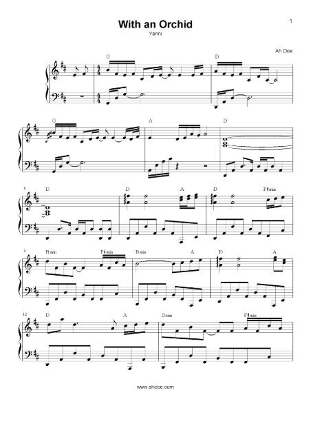 Download link for Yanni's With an Orchid piano sheet.